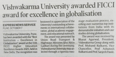 Vishwakarma University awarded FICCI