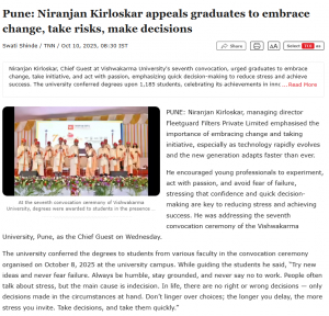 Niranjan kirloskar appeals graduates