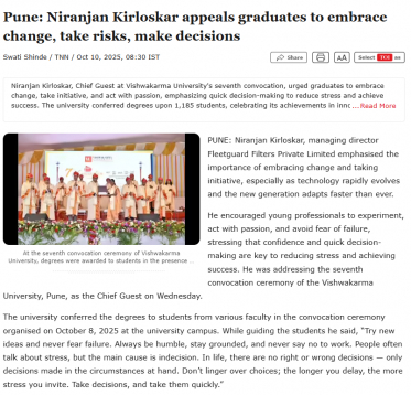 Niranjan kirloskar appeals graduates