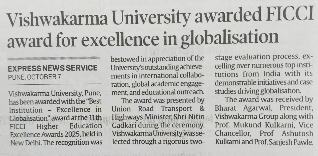 Vishwakarma University awarded FICCI